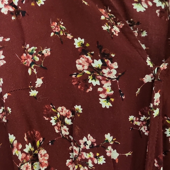 Burgundy Floral Spring Dress - Picture 3 of 4